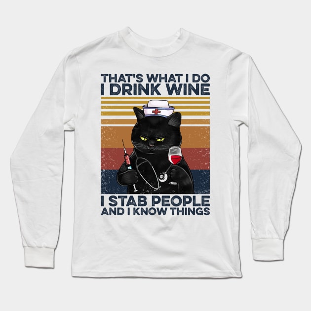 Cat Nurse Coffee Drink Coffee Stab People Long Sleeve T-Shirt by Sunset beach lover